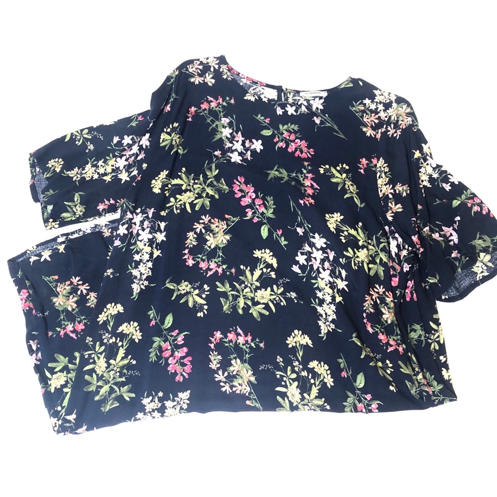 LC WAIKIKI NAVY FLORAL PRINT SHORT SLEEVE DRESS
